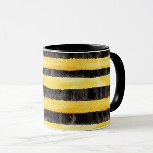 Mug Miel Abeille Noir Or Jaune Noël (Devant droit)