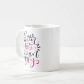 Mug Mieux en retard qu'en usure, conception à la main (Devant gauche)