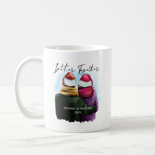Mug Mieux Ensemble Script Aquarelle Couple Noël (Gauche)