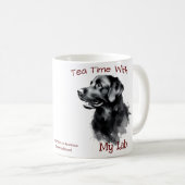 Mug Mignarde noir sur blanc ''Tea Time with My Lab'' (Devant droit)