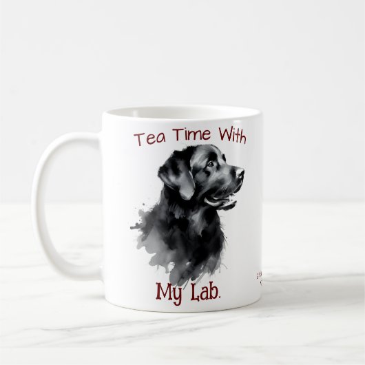 Mug Mignarde noir sur blanc ''Tea Time with My Lab'' (Gauche)
