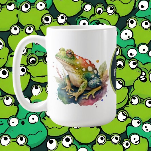 Mug mignon ajouter monogramme amoureux de grenouille