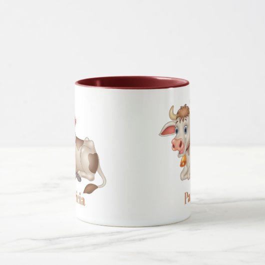 Mug mignon amateur de vache ajouter le nom (Centre)