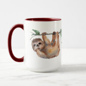 Mug mignon amoureux de paresseux ajouter monogramme (Gauche)