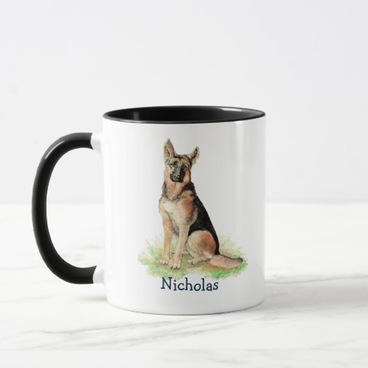 Mug Mignon art d'animal de compagnie chien de berger a (Gauche)
