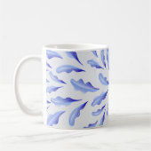 Mug mignon blanc bleu simple fleurs feuilles (Gauche)