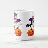 Mug Mignon Chat Blanc Citrouille Chapeau de Sorcière H (Centre)