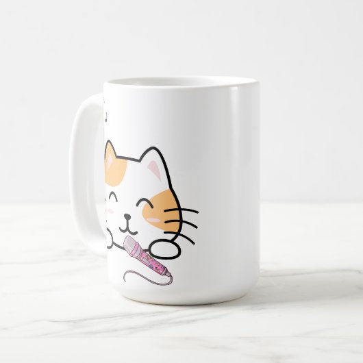 Mug mignon chat chante (Devant gauche)