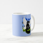Mug Mignon Chat Fée Noir Ordinateur Bleu Fantaisiste (Devant droit)