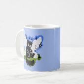 Mug Mignon Chat Fée Noir Ordinateur Bleu Fantaisiste (Devant gauche)