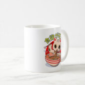 Mug Mignon chat japonais mangeant des nouilles avec de (Devant droit)