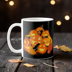 Mug Mignon Chat Noir Effrayant Patch de Citrouille d'H