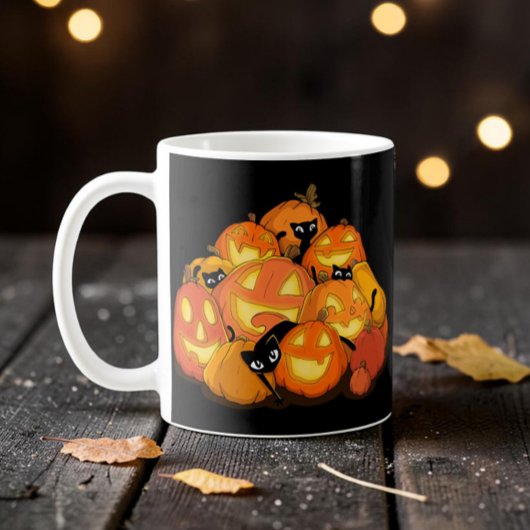 Mug Mignon Chat Noir Effrayant Patch de Citrouille d'H