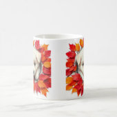Mug mignon chiot avec feuilles d'automne, enrobage de (Centre)