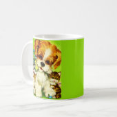 Mug mignon chiot et chatons souriants (Devant gauche)