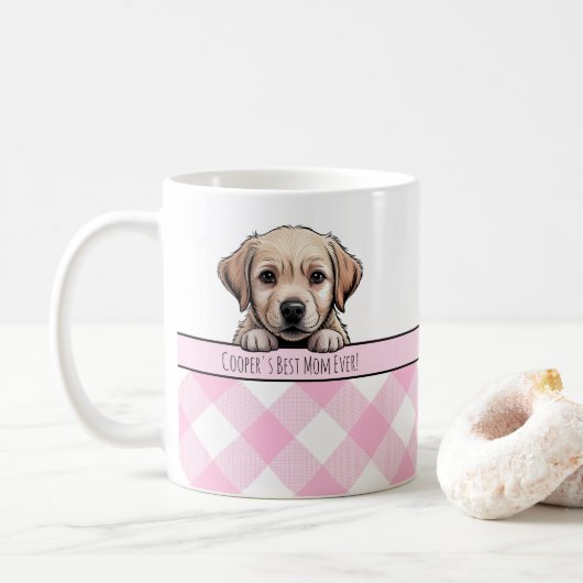 Mug Mignon chiot Labrador Meilleure maman de chien Gin (Avec donut)