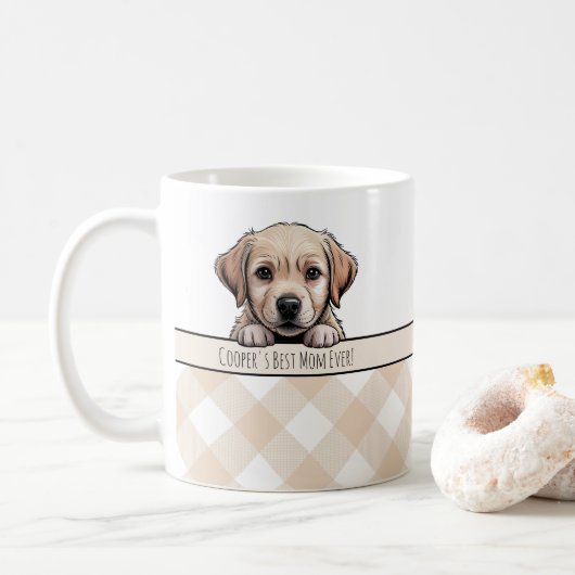 Mug Mignon chiot Labrador Meilleure maman de chien Gin (Avec donut)