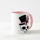 Mug Mignon Crâne avec chapeau Rose rose Bow (Devant droit)
