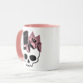Mug Mignon Crâne avec chapeau Rose rose Bow (Devant gauche)