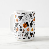 Mug Mignon et Effrayant Halloween Noir et Orange (Devant gauche)
