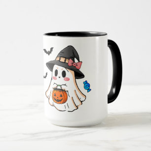 Mug Mignon fantôme Kawaii Halloween dans un chapeau de