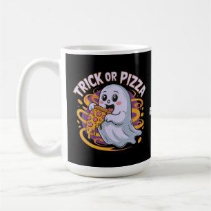Mug Mignon Fantôme Mangeant de la Pizza Amusant Effray