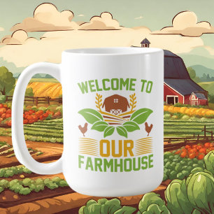 Mug mignon Ferme bienvenue ajouter Nom de famille