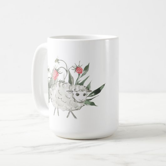 Mug mignon folle dame de mouton ajouter du texte (Devant gauche)