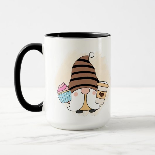 Mug mignon gnome de café ajouter monogramme (Gauche)