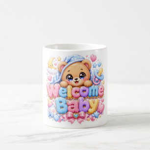 Mug Mignon Kawaii Bienvenue Bébé Ours en Peluche Rose 