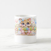 Mug Mignon Kawaii Félicitations Chat Floral Rose Paste (Centre)