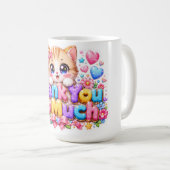Mug Mignon Kawaii Merci Beaucoup Chat Nom Pastel Rose (Devant droit)