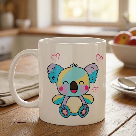 Mug Mignon koala bébé Kawaii souriant avec des cœurs d