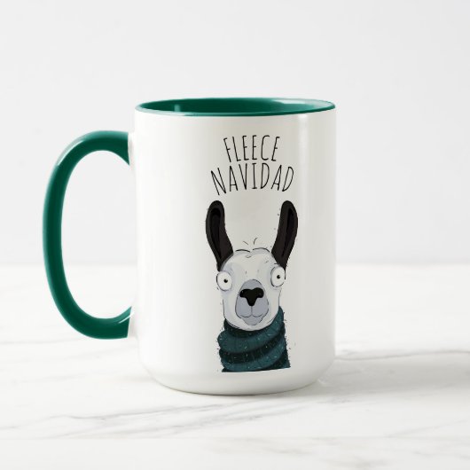 Mug Mignon Lama Drôle 'FLEECE NAVIDAD' Pun Drôle (Gauche)