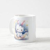 Mug mignon lapin assis sur la lune (Devant gauche)