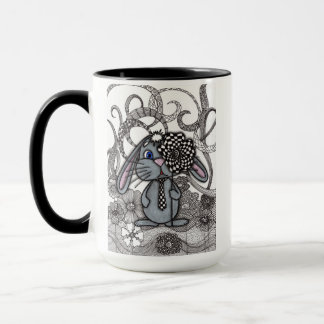 Mug Mignon Lapin Dessiné à la Main Zen Doodle Deux Ton