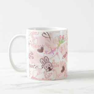 Mug Mignon lapin japonais Kawaii et carreaux gingham r