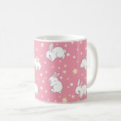 Mug Mignon Lapin Kawaii Rose Doodle (Devant droit)