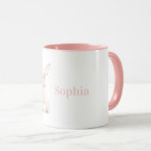 Mug Mignon Lapin Rose Blush Queue en Forme de Coeur Bl (Devant droit)