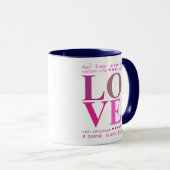 Mug Mignon "LOVE YOU" en Langues romantiques, Rose fil (Devant droit)
