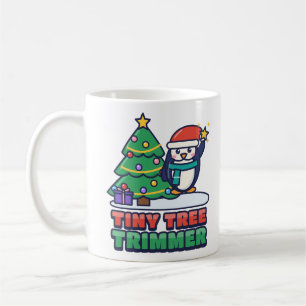 Mug Mignon manchot décorant un arbre de Noël