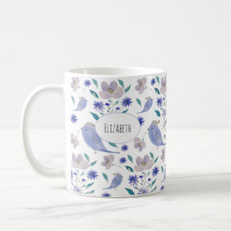 Mug Mignon Moineau Avec un Chapeau de Fleur