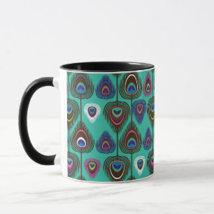 Mug mignon motif en plumes de paon