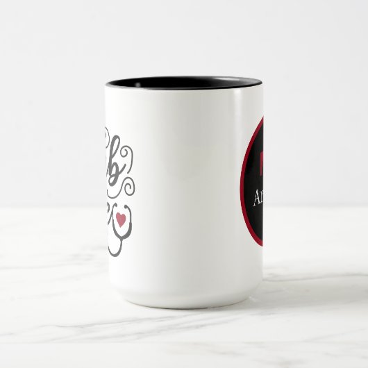 Mug mignon Nurse gommer vie ajouter monogramme (Centre)