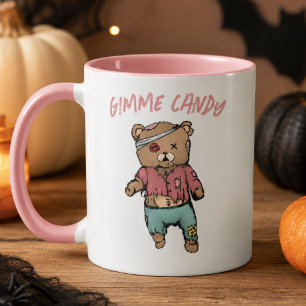Mug Mignon ours en peluche rose zombie donne-moi des b
