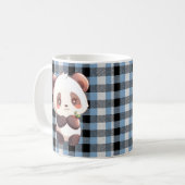 Mug Mignon Panda Kawaii Ours Plaid Bleu Buffalo (Devant gauche)