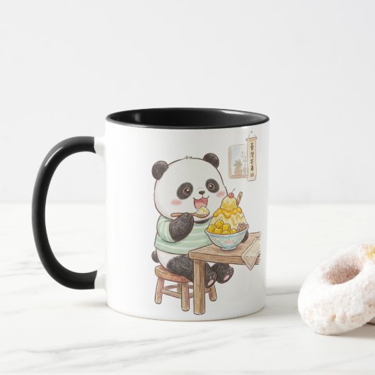 Mug Mignon panda mangeant de la glace râpée de mangue (Avec donut)