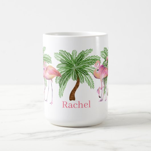 Mug mignon plage rose flamingo ajouter nom (Centre)
