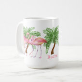 Mug mignon plage rose flamingo ajouter nom (Devant gauche)