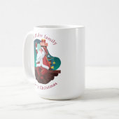 Mug mignon santa claus sur le toit vacances monogramme (Devant gauche)